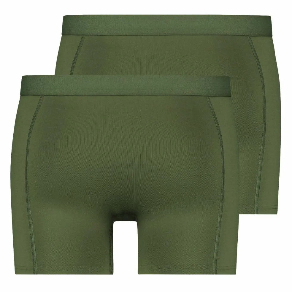 RJ Bodywear Pure Color Jort boxer (2-pack), heren boxer lang, donkergroen