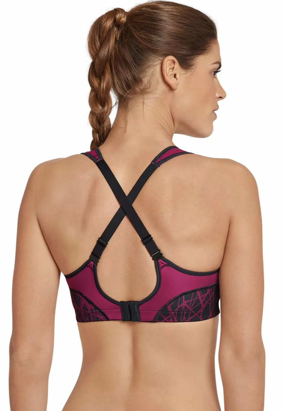 SCHIESSER Active bh (1-pack), dames sportbeha voorgevormde cups zonder beugel high support berry gedessineerd