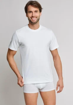 SCHIESSER American T-shirt (2-pack), heren shirt korte mouw wit