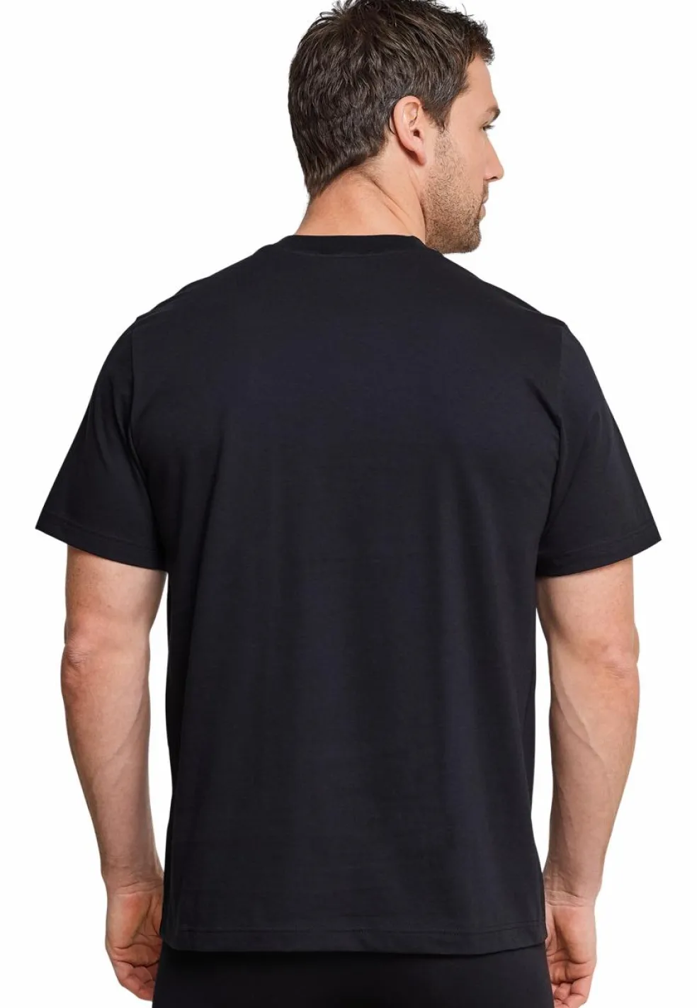SCHIESSER American T-shirt (2-pack), heren shirt korte mouw jersey ronde hals zwart