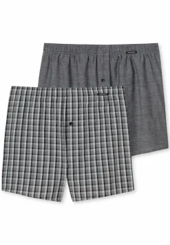 SCHIESSER Boxershorts Multipack boxer (2-pack), heren boxershorts geweven stof zwart geruit