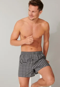 SCHIESSER Boxershorts Multipack boxer (2-pack), heren boxershorts geweven stof zwart geruit