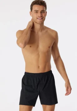 SCHIESSER Cotton Casuals boxer (1-pack), heren boxershort jersey zwart met patroon