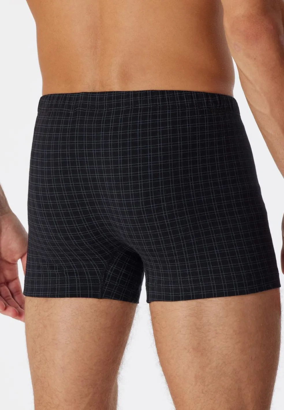 SCHIESSER Cotton Casuals boxer (1-pack), heren shorts zwart geruit