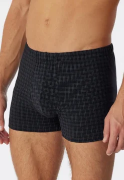 SCHIESSER Cotton Casuals boxer (1-pack), heren shorts zwart geruit