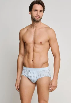 SCHIESSER Cotton Cotton Essentials slip (2-pack), heren sportslips wit/donkerblauw met patroon