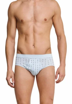 SCHIESSER Cotton Cotton Essentials slip (2-pack), heren sportslips wit/donkerblauw met patroon