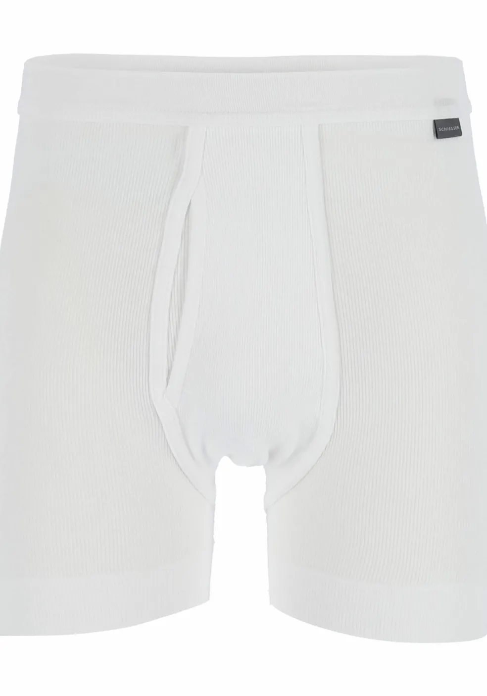 SCHIESSER Cotton Essentials lange short (1-pack), Doppelripp met gulp, wit