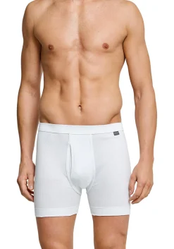 SCHIESSER Cotton Essentials lange short (1-pack), Doppelripp met gulp, wit