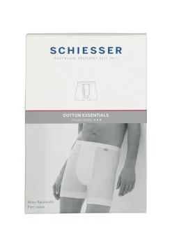 SCHIESSER Cotton Essentials lange short (1-pack), Doppelripp met gulp, wit