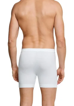 SCHIESSER Cotton Essentials lange short (1-pack), Doppelripp met gulp, wit