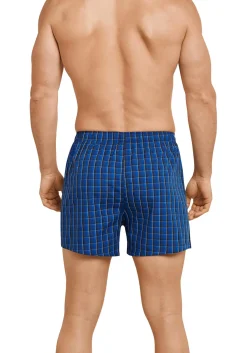 SCHIESSER Cotton Essentials boxershorts wijd (2-pack), klassiek katoen, blauw en geruit