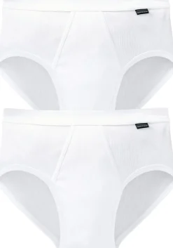 SCHIESSER Cotton Essentials sportslips (2-pack), Doppelripp met gulp, wit