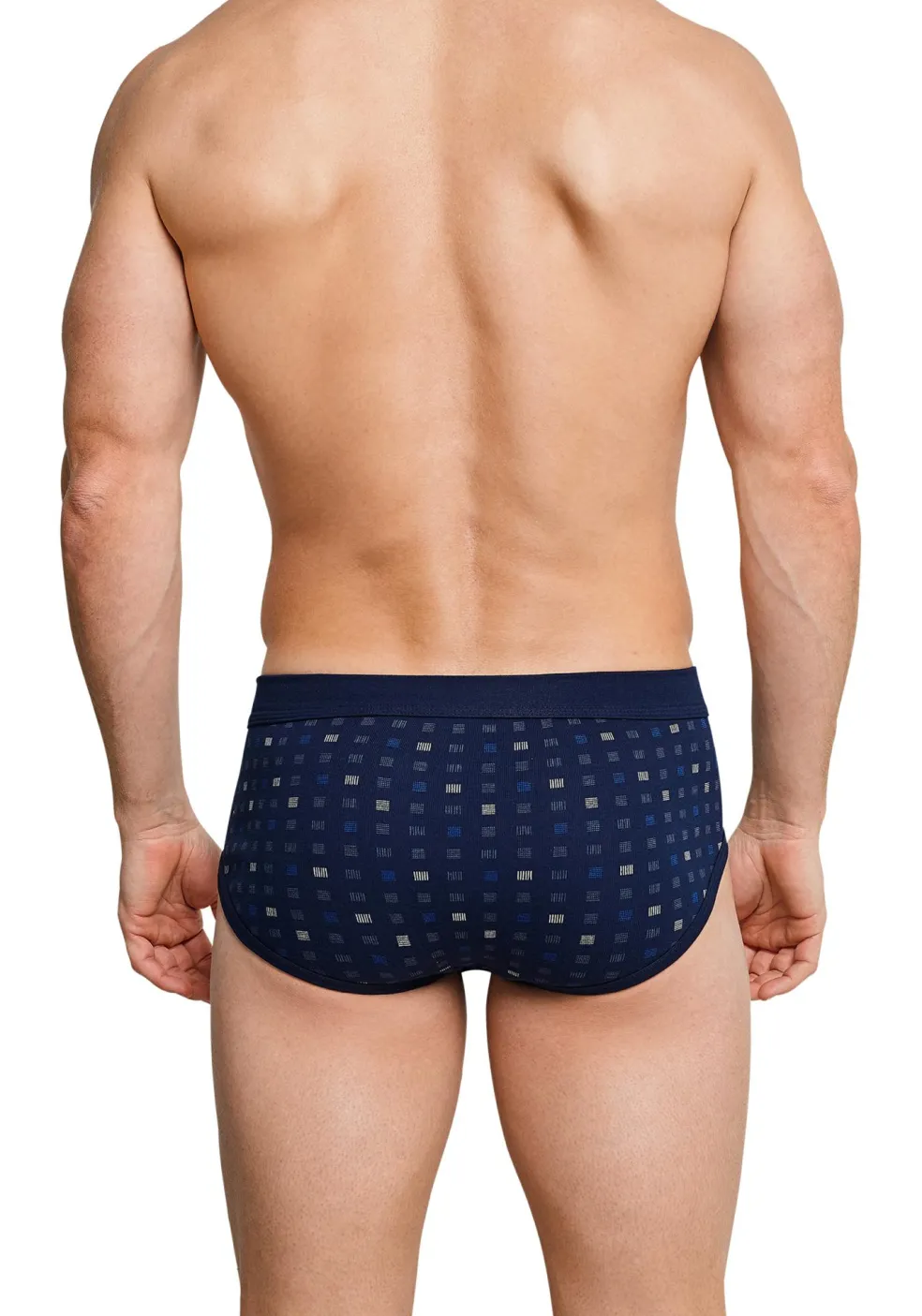 SCHIESSER Cotton Essentials sportslips (2-pack), Feinribb met gulp, donkerblauw geblokt