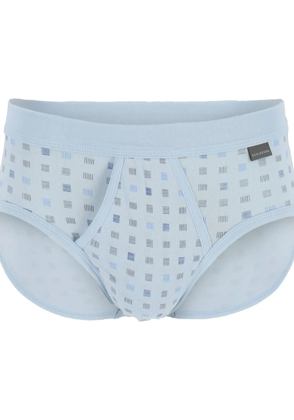 SCHIESSER Cotton Essentials sportslips (2-pack), Feinribb met gulp, lichtblauw geblokt