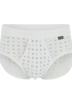 SCHIESSER Cotton Essentials sportslips (2-pack), Feinribb met gulp, wit geblokt