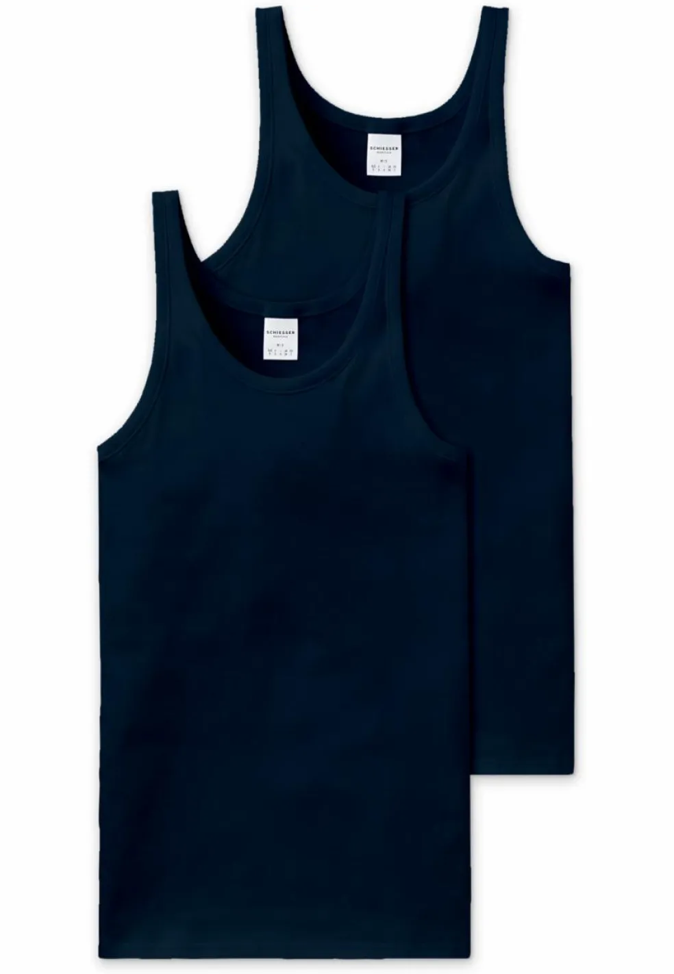 SCHIESSER Cotton Essentials singlet (2-pack), heren onderhemden navy blauw