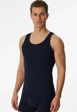SCHIESSER Cotton Essentials singlet (2-pack), heren onderhemden navy blauw