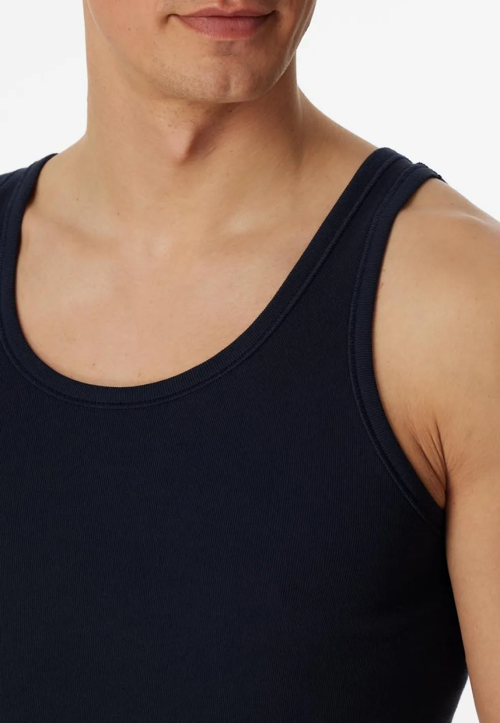 SCHIESSER Cotton Essentials singlet (2-pack), heren onderhemden navy blauw