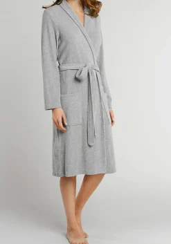 SCHIESSER dames badjas, dun badstof, grijs melange