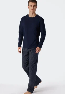 SCHIESSER Ebony pyjamaset, heren pyjama lang jersey blauw
