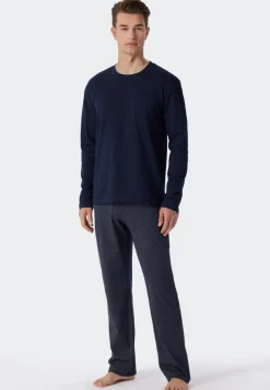 SCHIESSER Ebony pyjamaset, heren pyjama lang jersey blauw