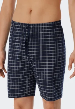 SCHIESSER Ebony shortamaset, heren shortama jersey v-hals, blauw