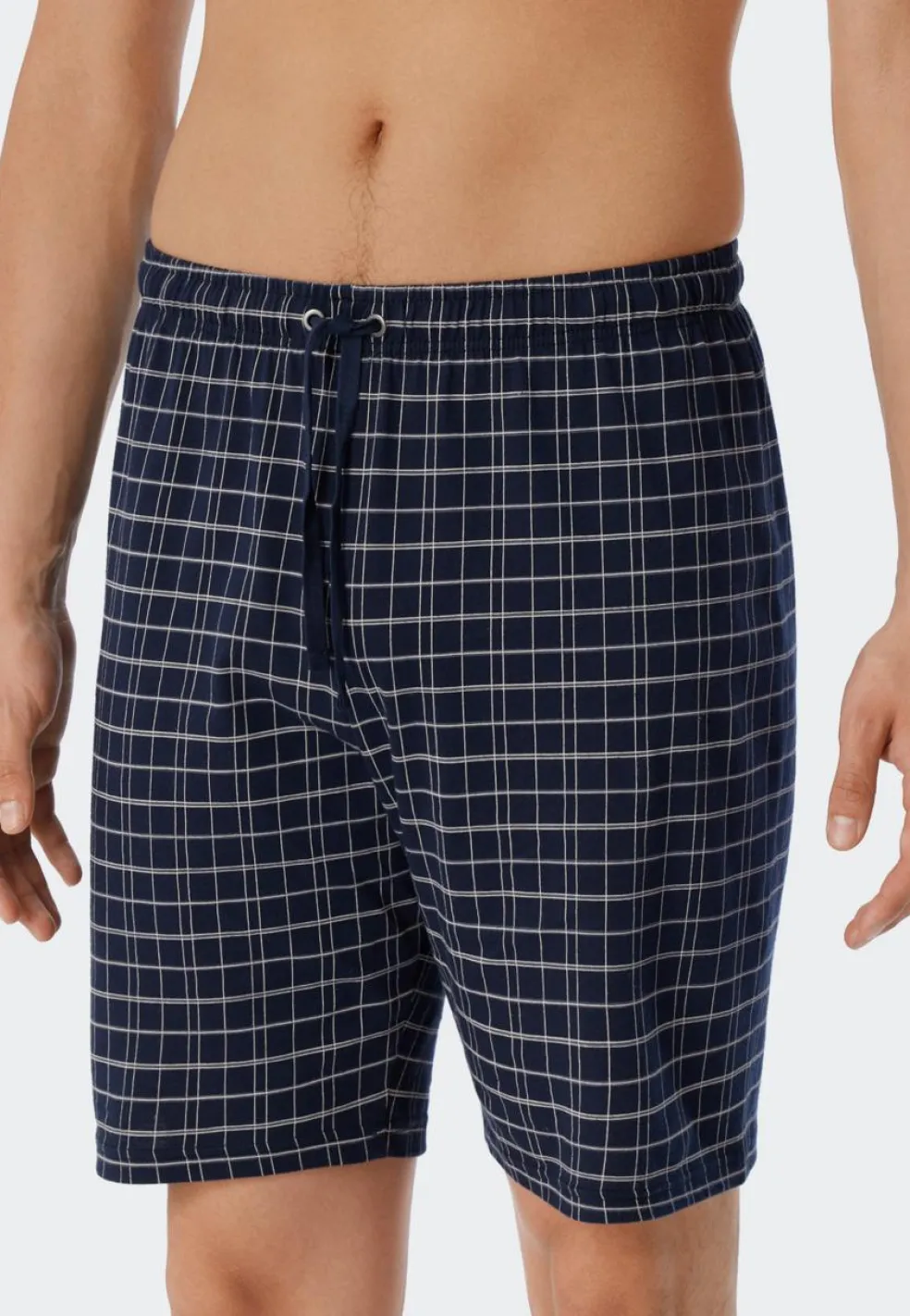 SCHIESSER Ebony shortamaset, heren shortama jersey v-hals, blauw