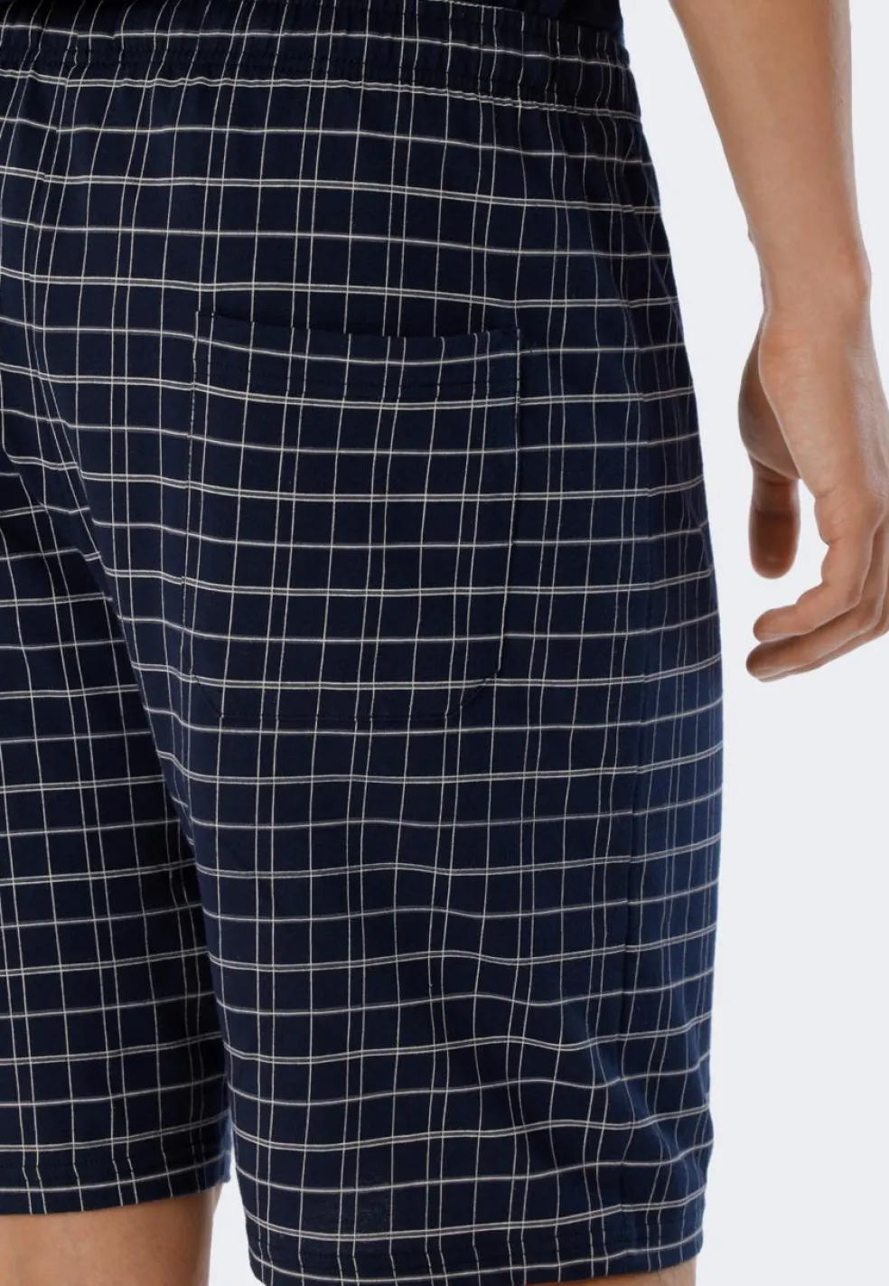 SCHIESSER Ebony shortamaset, heren shortama jersey v-hals, blauw