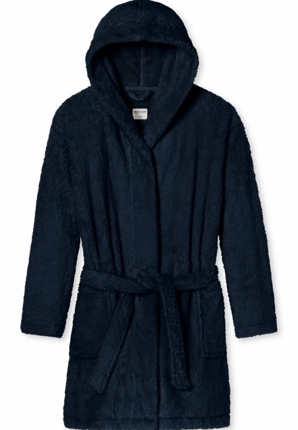 SCHIESSER Essentials badjas, dames kamerjas teddyfleece comfort fit donkerblauw