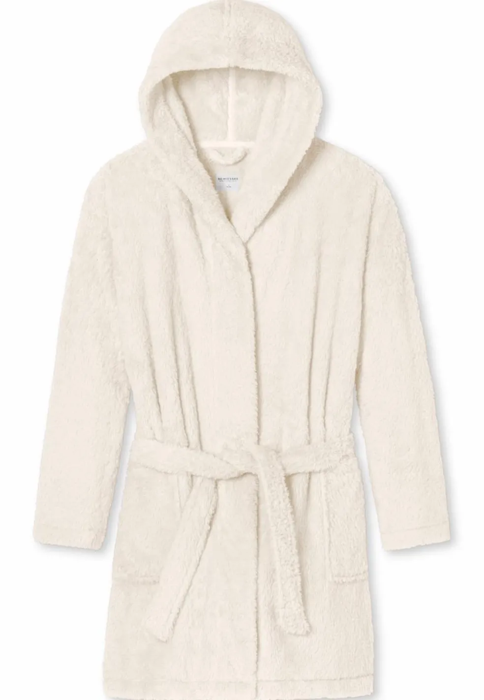SCHIESSER Essentials badjas, dames kamerjas teddyfleece comfort fit gebroken wit