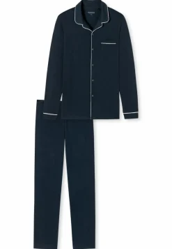 SCHIESSER Fine Interlock pyjamaset, heren pyjama lang interlock donkerblauw