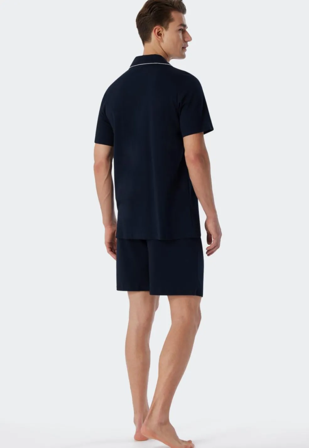 SCHIESSER Fine Interlock shortamaset, heren shortama interlock donkerblauw