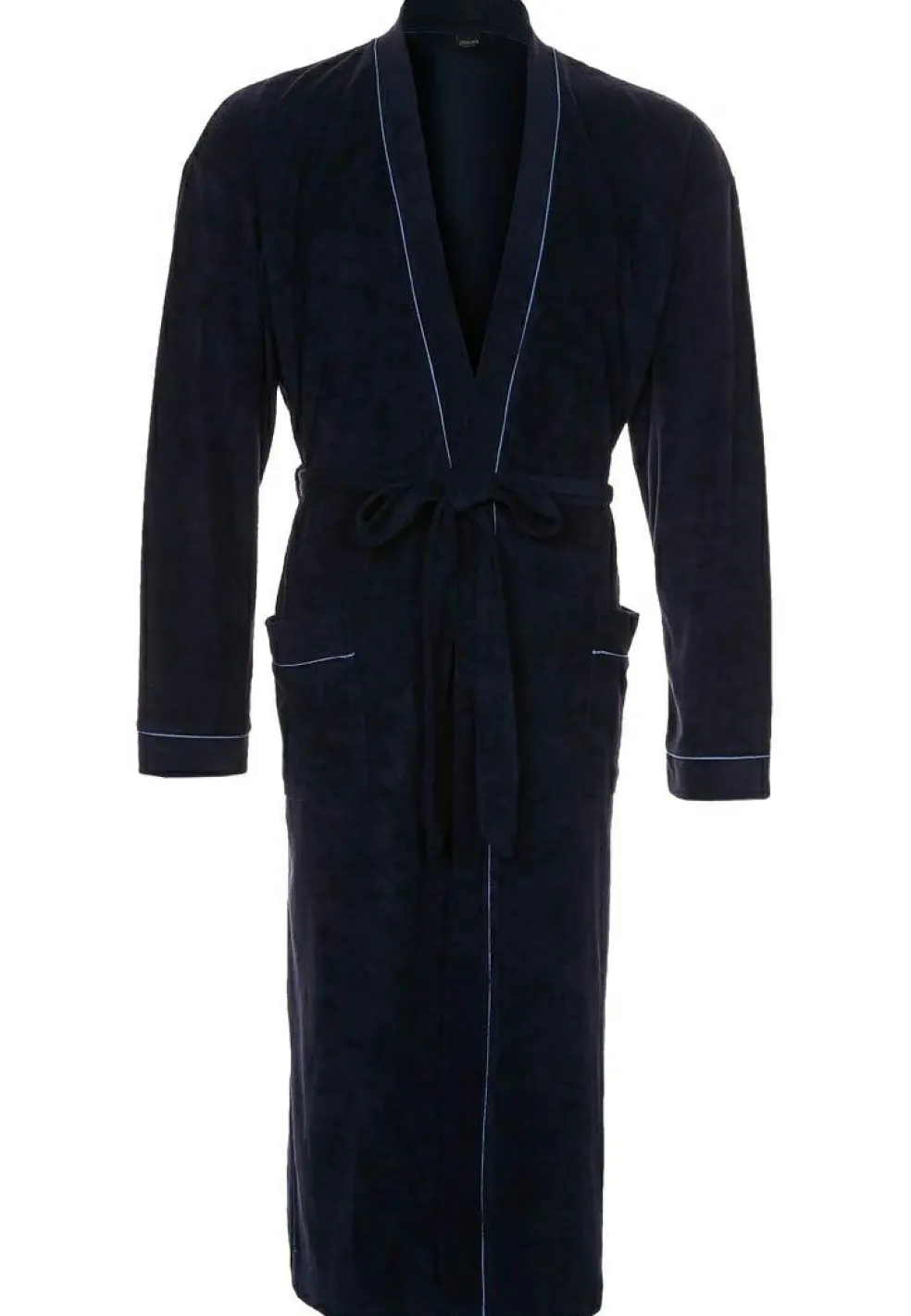 SCHIESSER heren badjas, badstof, blauw met contrastbies