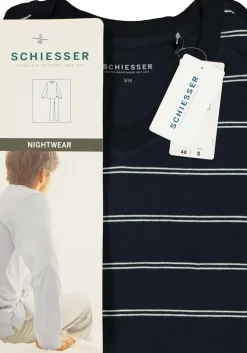SCHIESSER heren pyjama, V-hals, blauw met wit gestreept