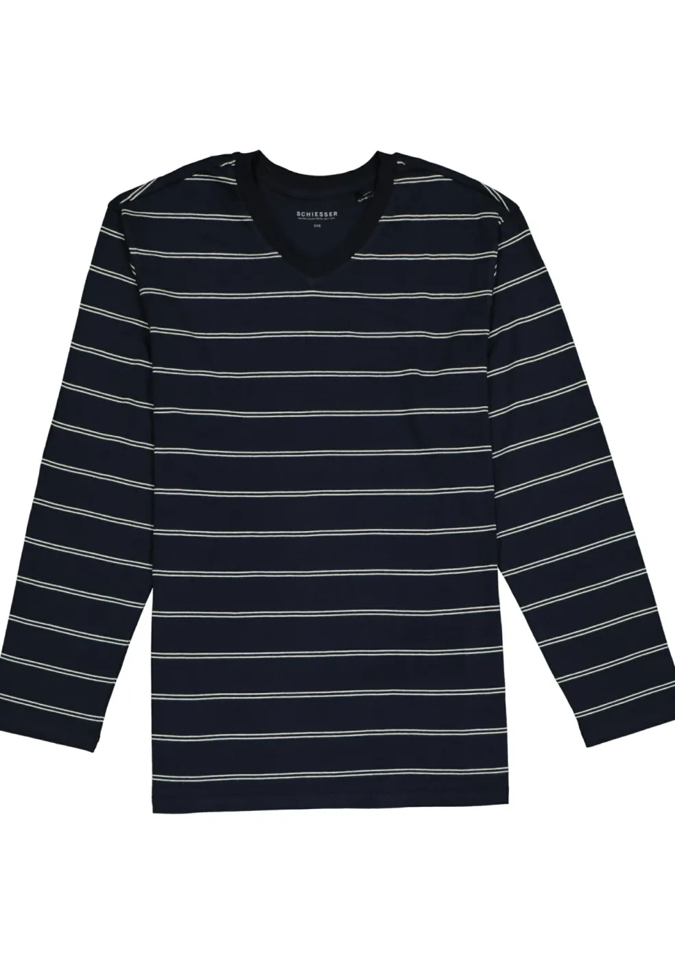 SCHIESSER heren pyjama, V-hals, blauw met wit gestreept