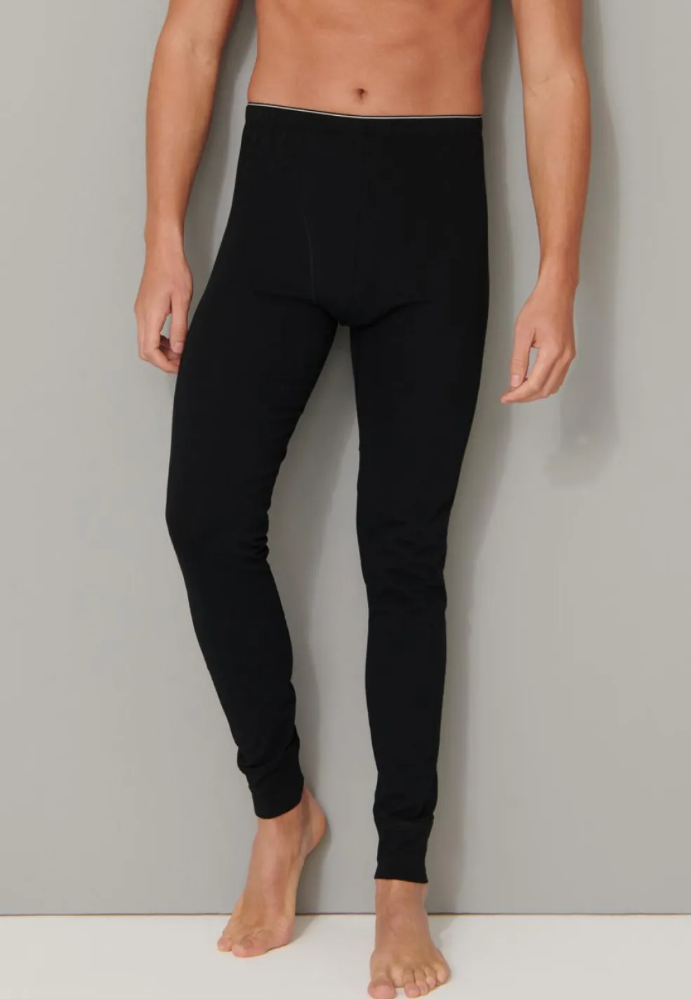 SCHIESSER 95/5 lange onderbroek (1-pack), heren onderbroek biologisch katoen elastisch zwart
