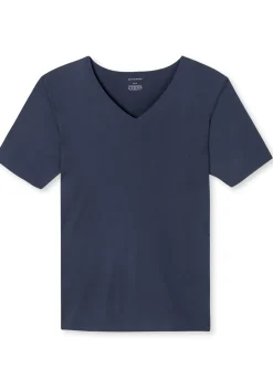 SCHIESSER Laser Cut T-shirt (1-pack), naadloos met diepe V-hals, donkerblauw