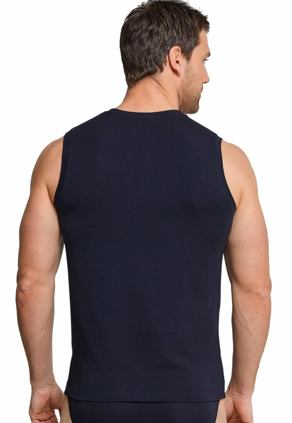 SCHIESSER Long Life Soft singlet (1-pack), heren onderhemd modieuze snit blauwzwart