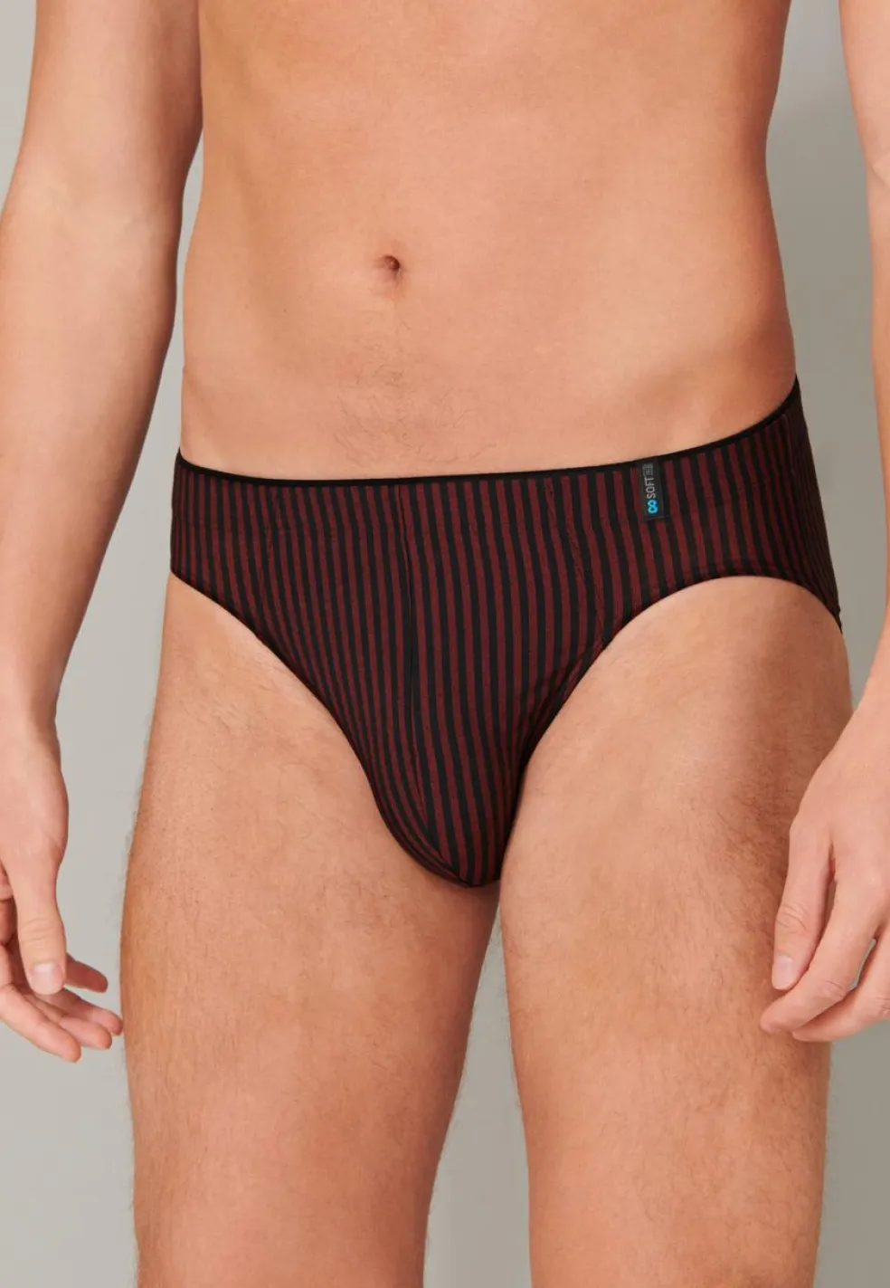 SCHIESSER Long Life Soft slip (1-pack), heren supermini rood-zwart gestreept