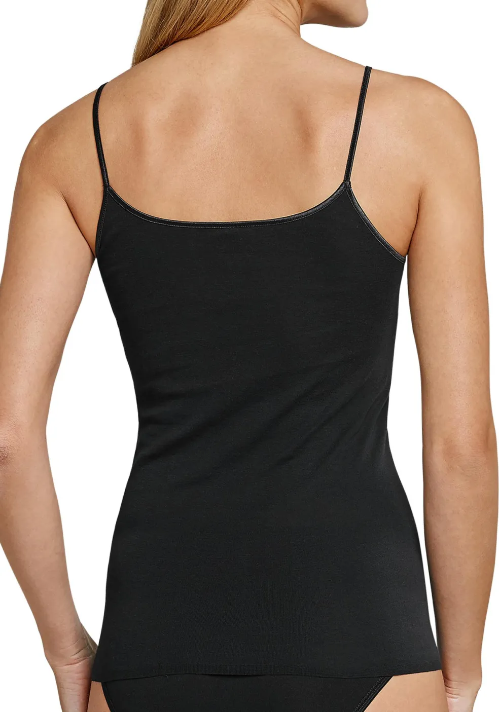 SCHIESSER Luxury dames spaghetti top (1-pack), zwart