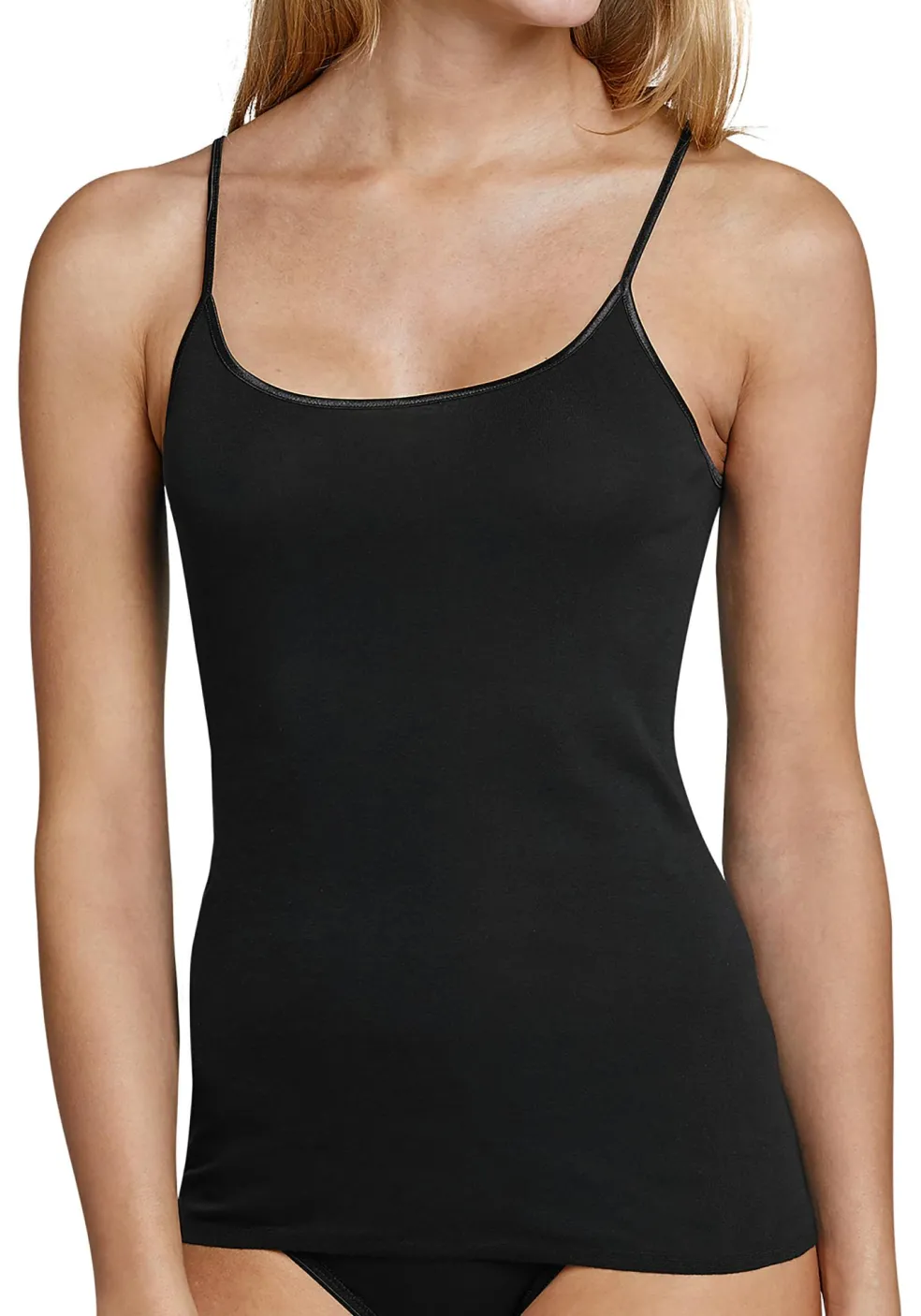 SCHIESSER Luxury dames spaghetti top (1-pack), zwart