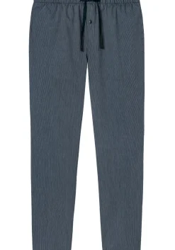 SCHIESSER Mix+Relax lounge broek, lange pijpen, dun niet elastisch, blauw fijn gestreept