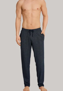 SCHIESSER Mix+Relax lounge broek, lange pijpen zonder boord, dun, blauw geruit