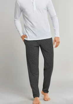 SCHIESSER Mix+Relax lounge broek, lange pijpen zonder boord, dun, zwart geruit