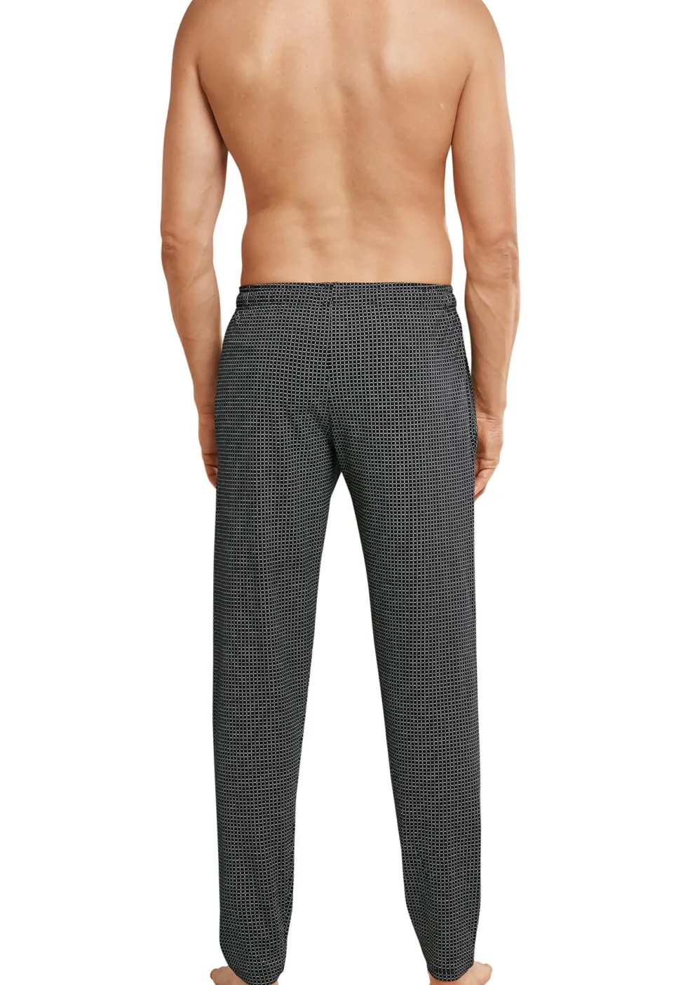 SCHIESSER Mix+Relax lounge broek, lange pijpen zonder boord, dun, zwart geruit