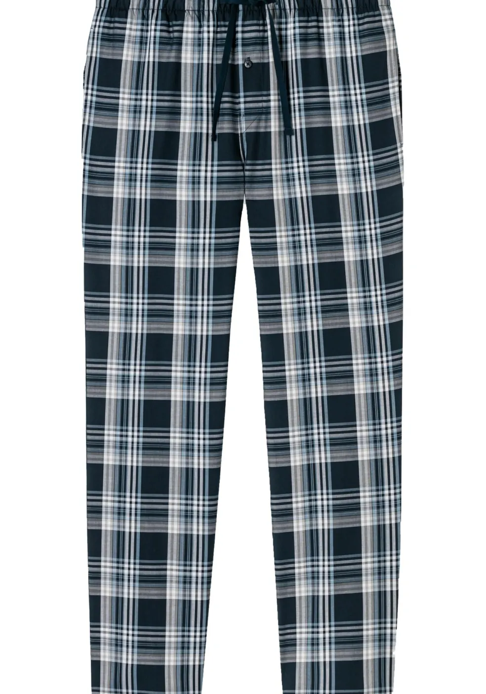 SCHIESSER Mix+Relax lounge broek, lange pijpen, dun niet elastisch, blauw geruit
