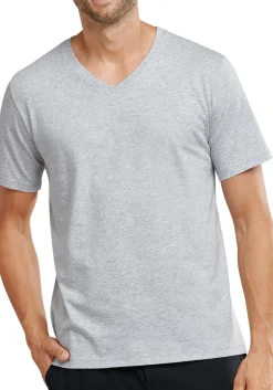 SCHIESSER Mix+Relax T-shirt, korte mouw V-hals, lichtgrijs melange