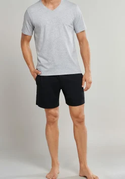 SCHIESSER Mix+Relax T-shirt, korte mouw V-hals, lichtgrijs melange