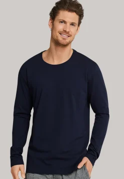 SCHIESSER Mix+Relax T-shirt, lange mouw O-hals, blauw